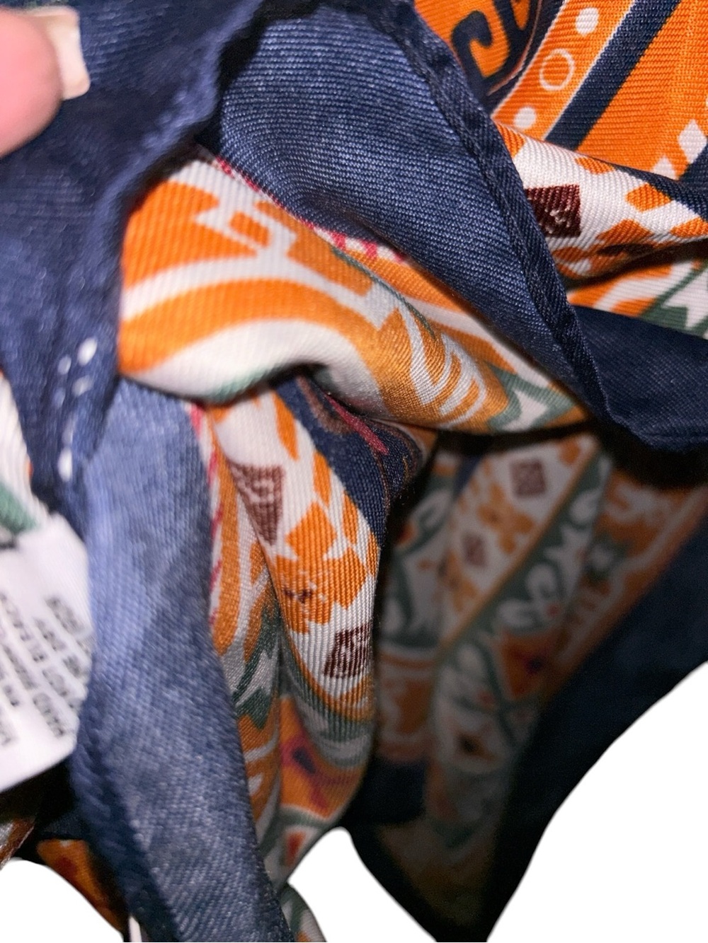 Jessica McClintock Orange, Navy & Green Geometric Kimono w/Tassles, NWT - Picture 6 of 10